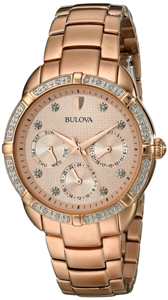 Bulova Diamond Rose Gold-Tone Ladies Watch 98R178