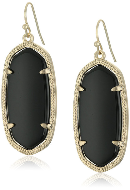 Kendra Scott Signature Elle Gold Plated Black Glass Drop Earrings - 4217701740