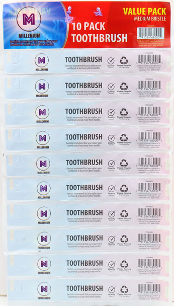 100 Pack Toothbrushes Individually Wrapped Standard Medium Bristle 100TB