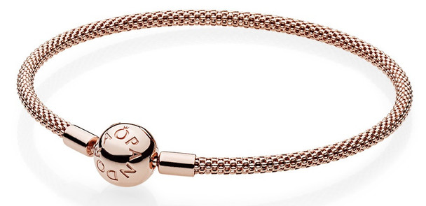 PANDORA Rose Gold-Tone Sterling Silver Rose Mesh Bracelet 17 - 586543-17