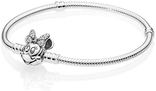 Pandora Moments Pave Minnie Mouse Clasp Snake Chain Bracelet - 597770CZ-18