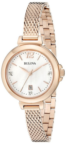 Bulova Rose Gold-Tone Diamond Ladies Watch 97P108