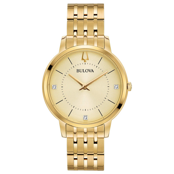Bulova Classic Gold-Tone Diamond Ladies Watch 97P123