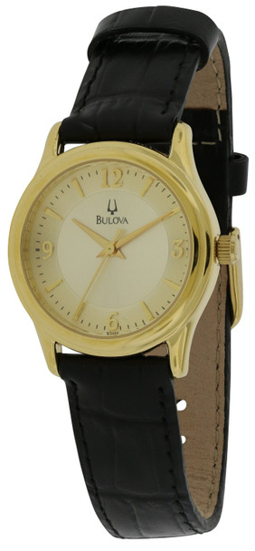 Bulova Gold-Tone Leather Ladies Watch 97V25