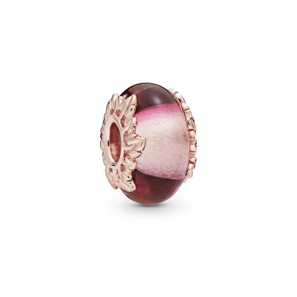 PANDORA Leaves Pandora Rose Charm With Pink Murano Glass - 788244