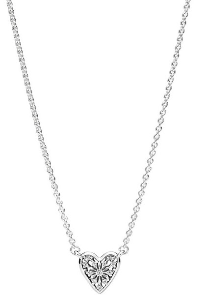 Pandora Sterling Silver Small Heart of Winter CZ Necklace - 396370CZ-45