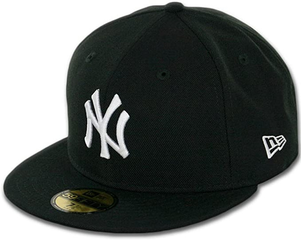 New Era 59Fifty Hat MLB Basic New York Yankees Fitted Baseball Cap - Black/White  - 6 7/8 11591127-678
