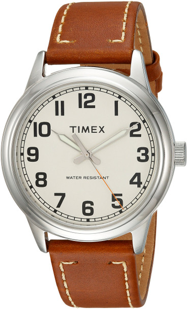 Timex Mens New England Tan/Cream Leather Strap Watch TW2R22700