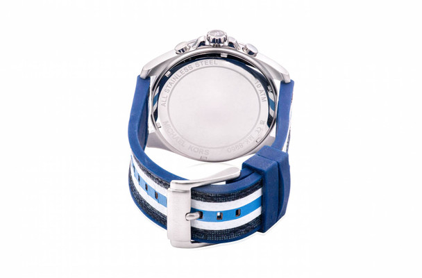 Michael Kors Brecken Chronograph Blue And White PVC Mens Watch