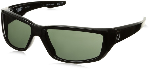 Spy Optic Mens Dirty Mo Rectangular Sunglasses - Black/Signature Happy Gray/Green - 59 mm 670937215863