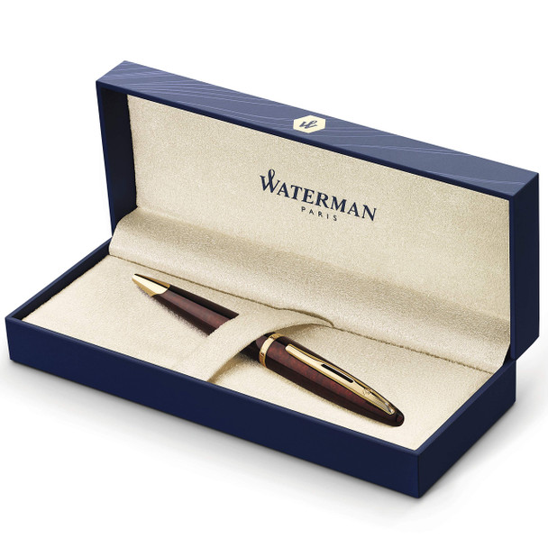 Waterman Carene Marine Amber Ballpoint Pen - High-Gloss Black with 23k Gold Clip - Medium Point with Blue Ink Cartridge S0700940