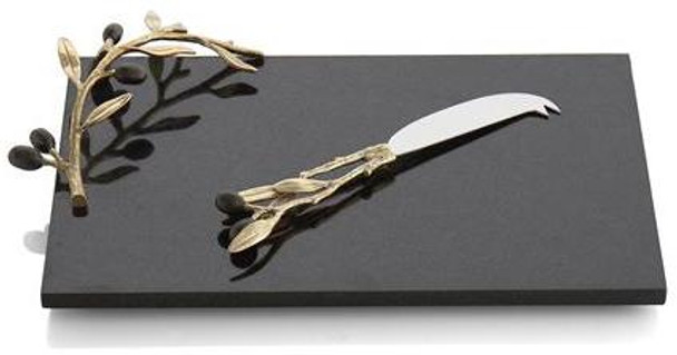 Michael Aram Olive Branch Gold Cheese Board & Knife - 175120