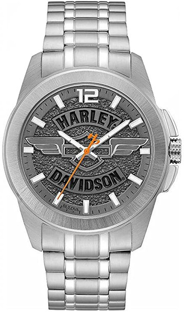 Harley-Davidson Wing Bar & Shield Stainless Steel Slate Gray Mens Watch 76A157