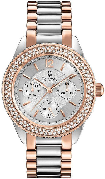 Bulova Two-Tone Crystal Ladies Watch 98N100