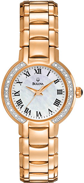 Bulova Rose Gold-Tone Diamond Ladies Watch 98R156