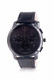Movado Bold Thin Black IP Black Leather Chronograph Mens Watch 3600835