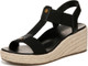 Vionic Womens Calera Wedge Sandal - Black Leather