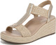 Vionic Womens Calera Wedge Sandal - Gold Metallic Leather