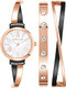 Anne Klein Rose Gold and Gunmetal Grey Mother-of-Pearl Bangle Set Ladies Watch AK/2245GYST