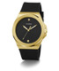 Guess Genuine Diamond Black Silicone Gold Tone Mens Watch GW0790G1