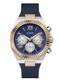 Guess Multi-function Blue Leather Two-Tone Mens Watch GW0791G2