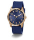 Guess Tire Detail Blue Silicone Rose Gold Tone Mens Watch GW0805G3