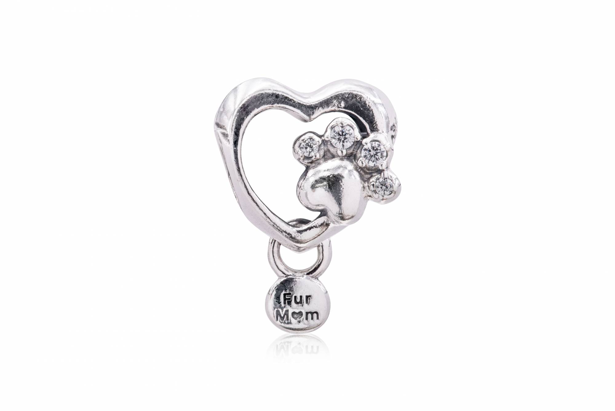 PANDORA Sparkling Paw Print & Heart Charm 798873C01 - Jacob Time Inc