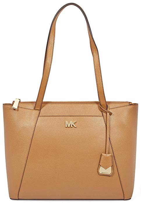 Michael Kors Maddie Medium Crossgrain Leather Tote Brown