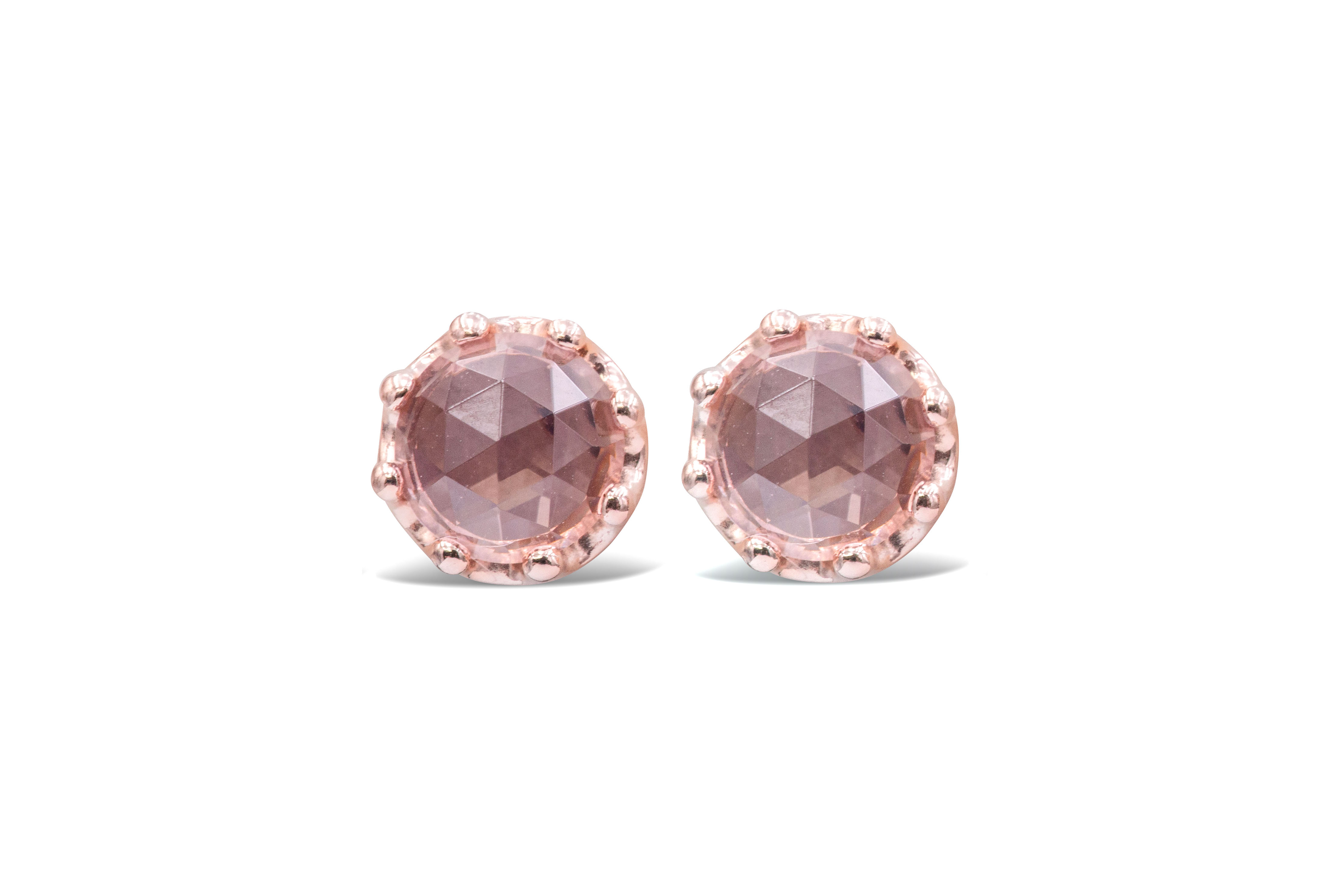 Pink sparkling crown stud shop earrings