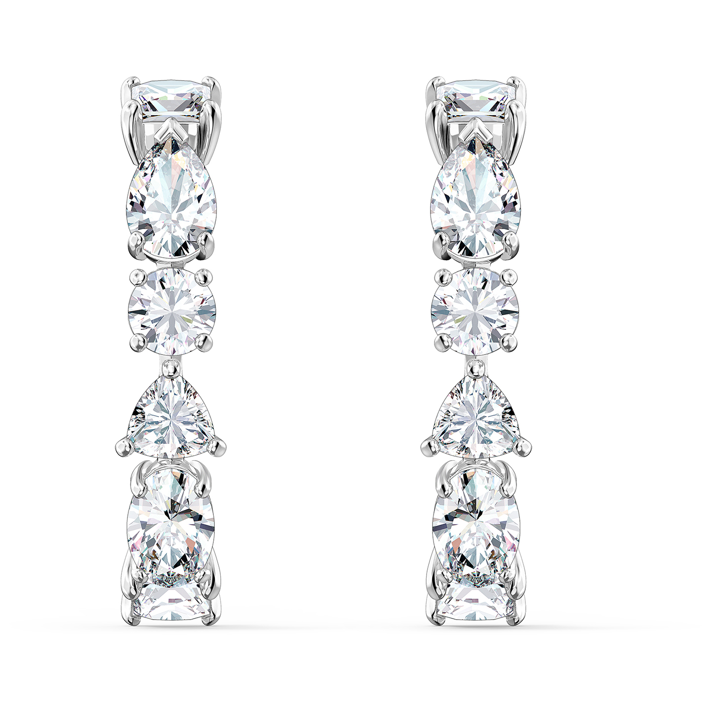 Swarovski Tennis Deluxe Mixed Pierced Earrings - White - Rhodium Plated  5563322