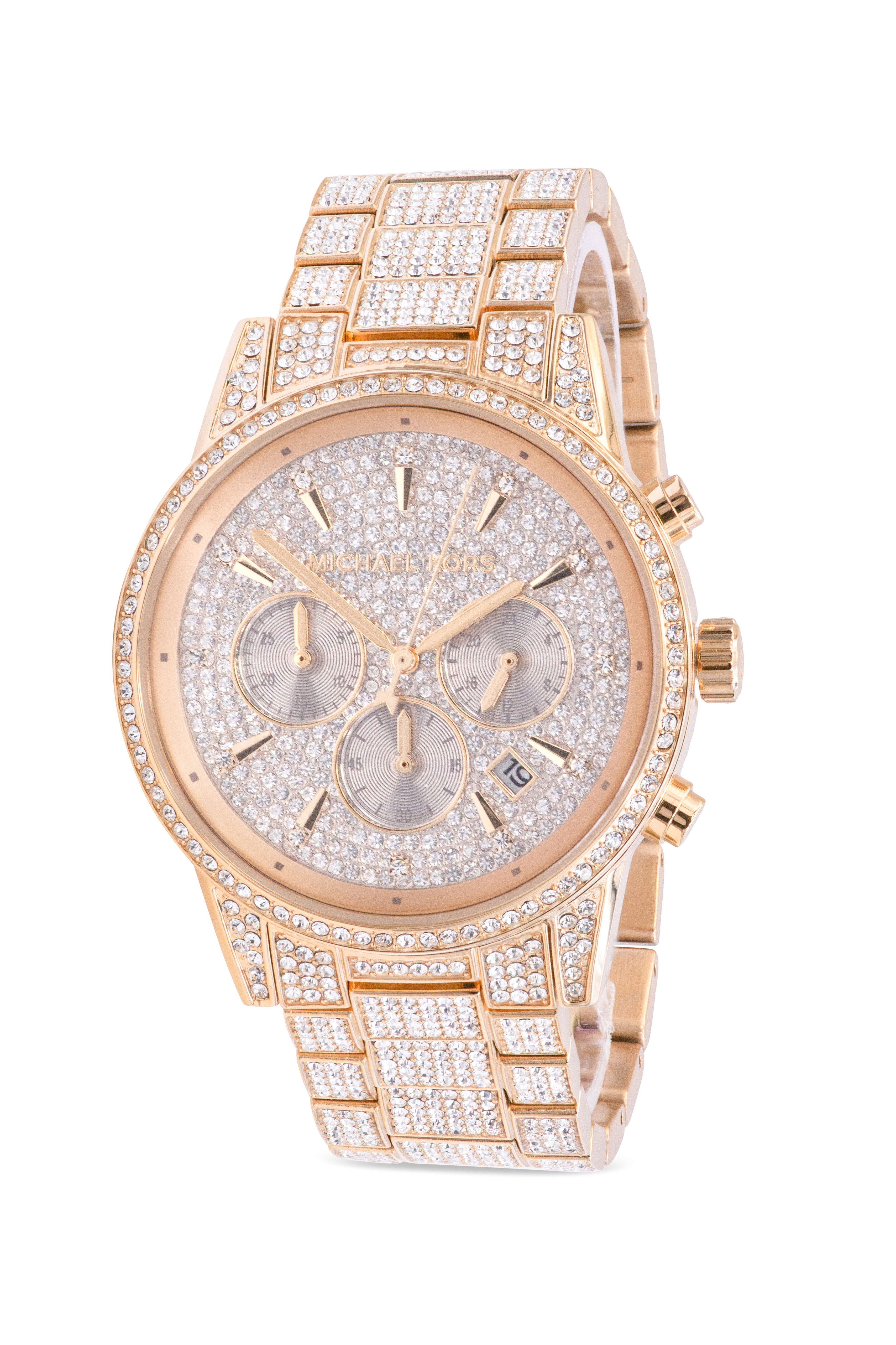 Michael Kors Ritz Gold-Tone Glitz Ladies Watch MK6747 - Jacob Time Inc