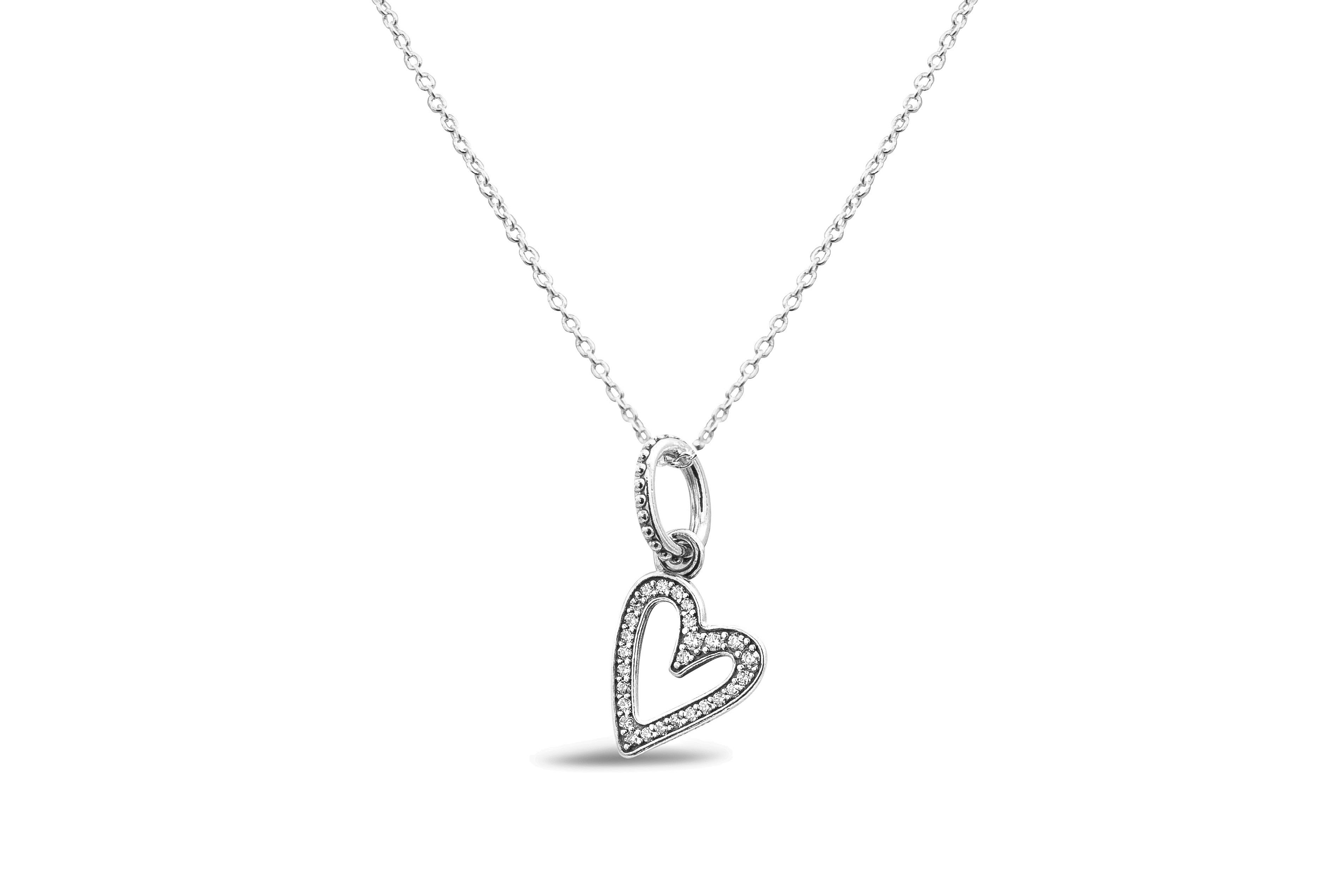 Pandora Sparkling Freehand Heart Pendant Necklace 398688C01-50