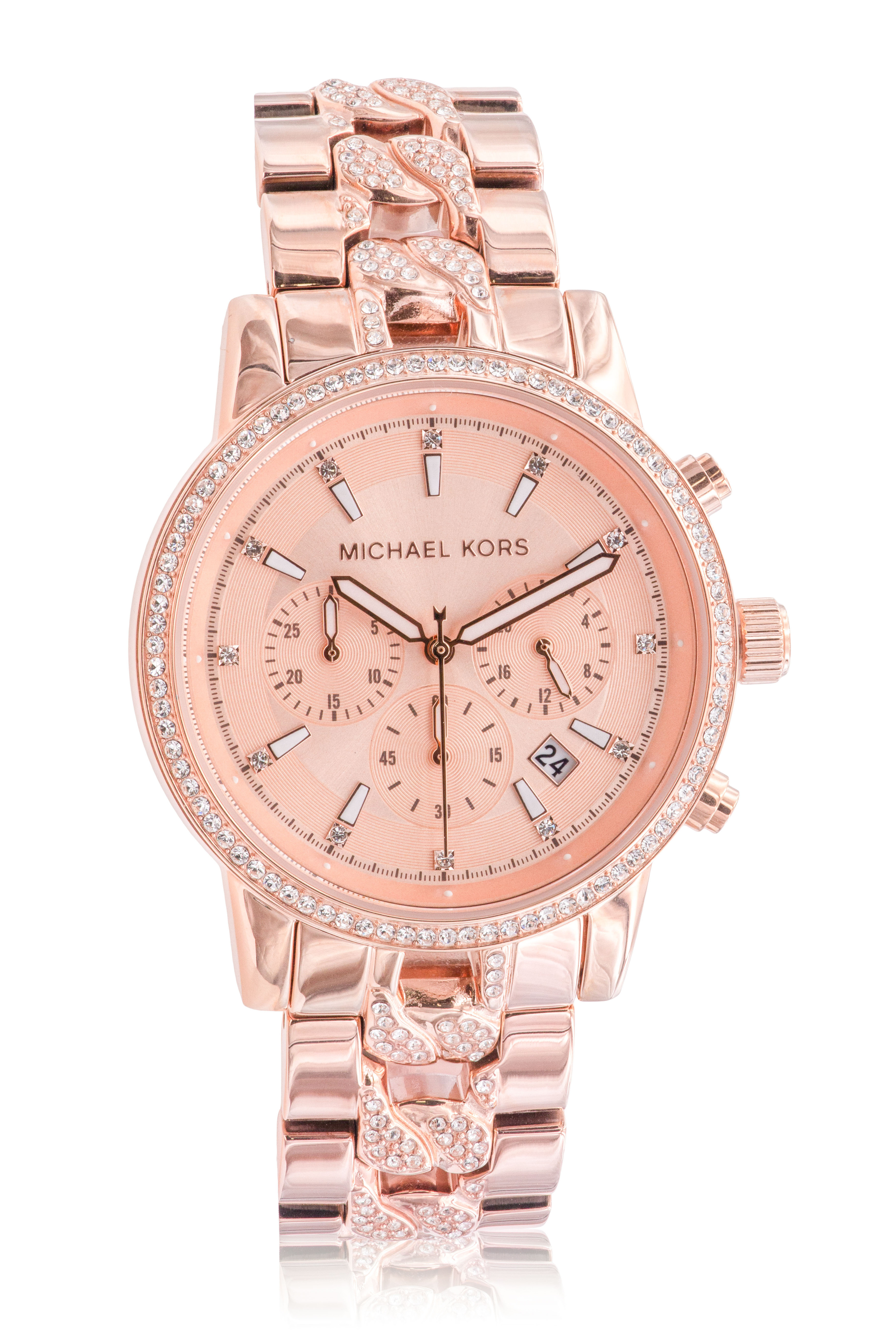 Michael Kors Ladies Ritz Chronograph Two Colour Crystal Bracelet Watch  MK6651  thbakercouk