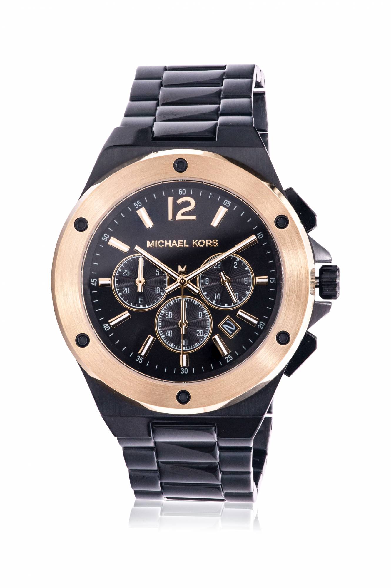 Michael Kors Lennox Chronograph Black Stainless Steel Mens Watch