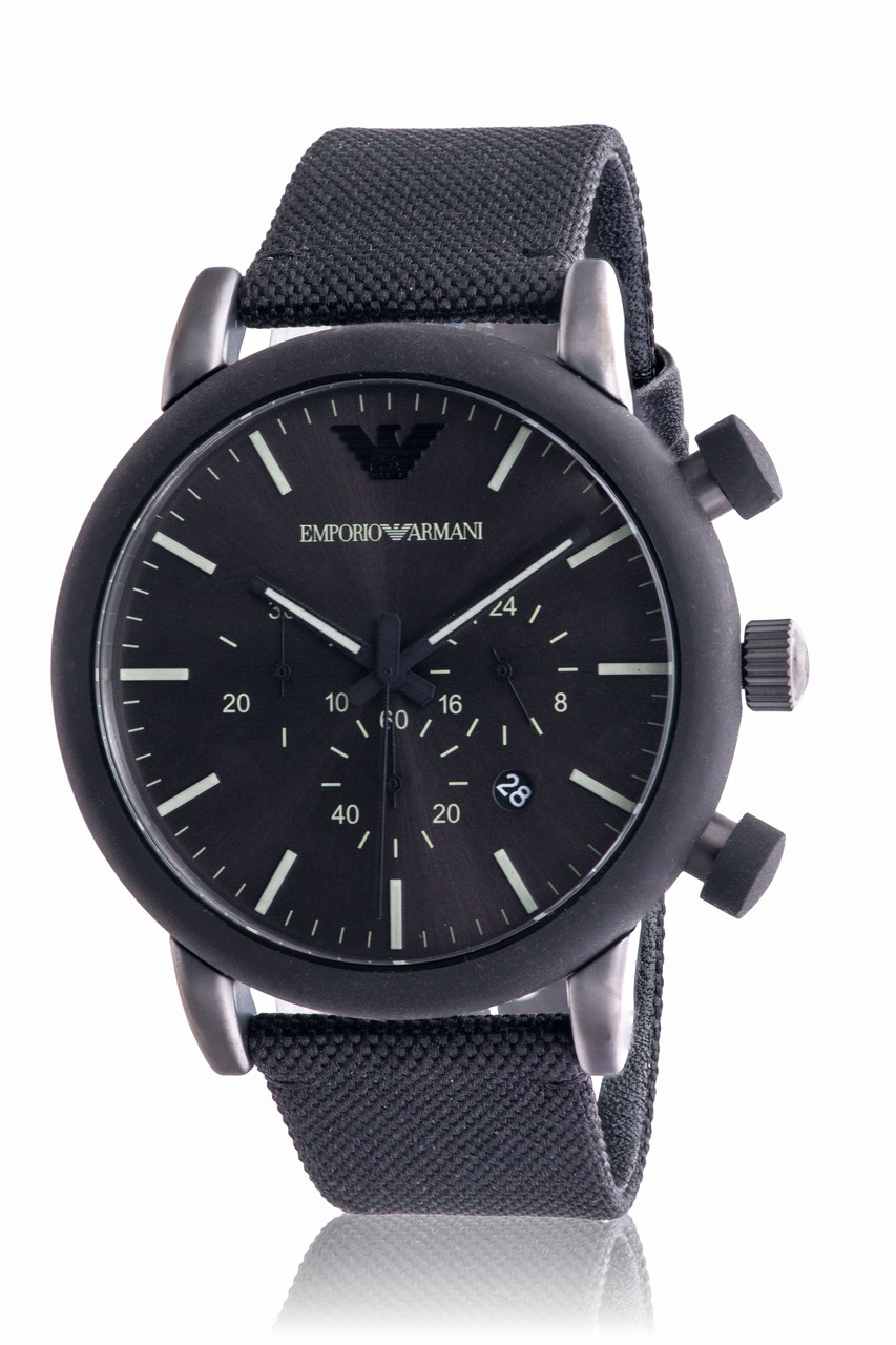 Emporio Armani Fabric Chronograph Mens Watch AR11409 - Jacob Time Inc