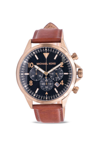 Michael Kors Gage Chronograph Chocolate Leather Mens Watch  display picture 2