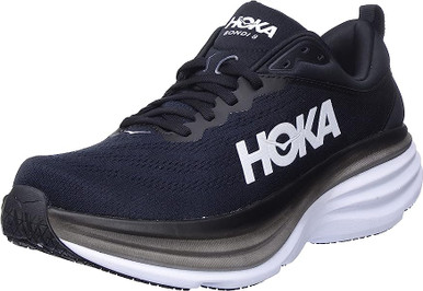 HOKA ONE Bondi 8 Mens Running Shoes - Black/White - Jacob