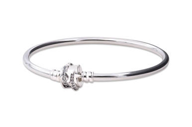 Pandora Moments Round Clasp Blue Braided Leather Bracelet