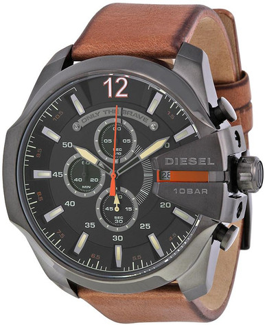 Diesel Mega Chief Leather Chronograph Mens Watch DZ4343 - Jacob