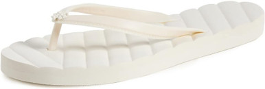 Tory Burch Womens Kira Flip Flops - Ivory Eva/White/Off White - 6