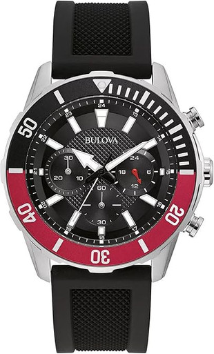 Bulova Chronograph Quartz Black Dial Mens Watch 98A258 - Jacob
