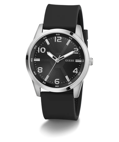Guess Tire Detail Black Silicone Silver Tone Mens Watch  display picture 1