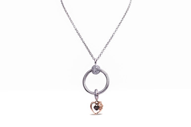 Pandora Heart Rose Flower Pandora O Pendant Gift Set B801507-60