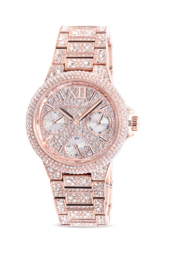 Michael Kors Rose Gold and Clear Link Crystal-Trim Watch NEW Michael Kors Runway Clear Acetate Rose Gold Crystal  main image 4