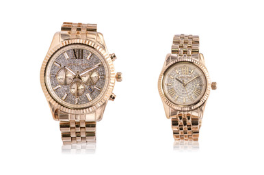 Michael Kors Lexington Gold-Tone His and Hers Watch Set  display picture 1