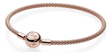 PANDORA Rose Gold-Tone Sterling Silver Rose Mesh Bracelet 19