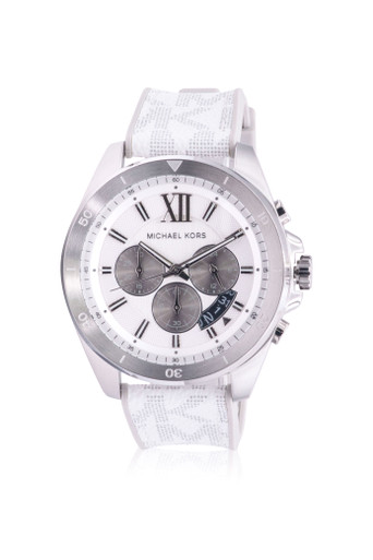 Michael Kors Brecken Chronograph Gray And White PVC Mens 