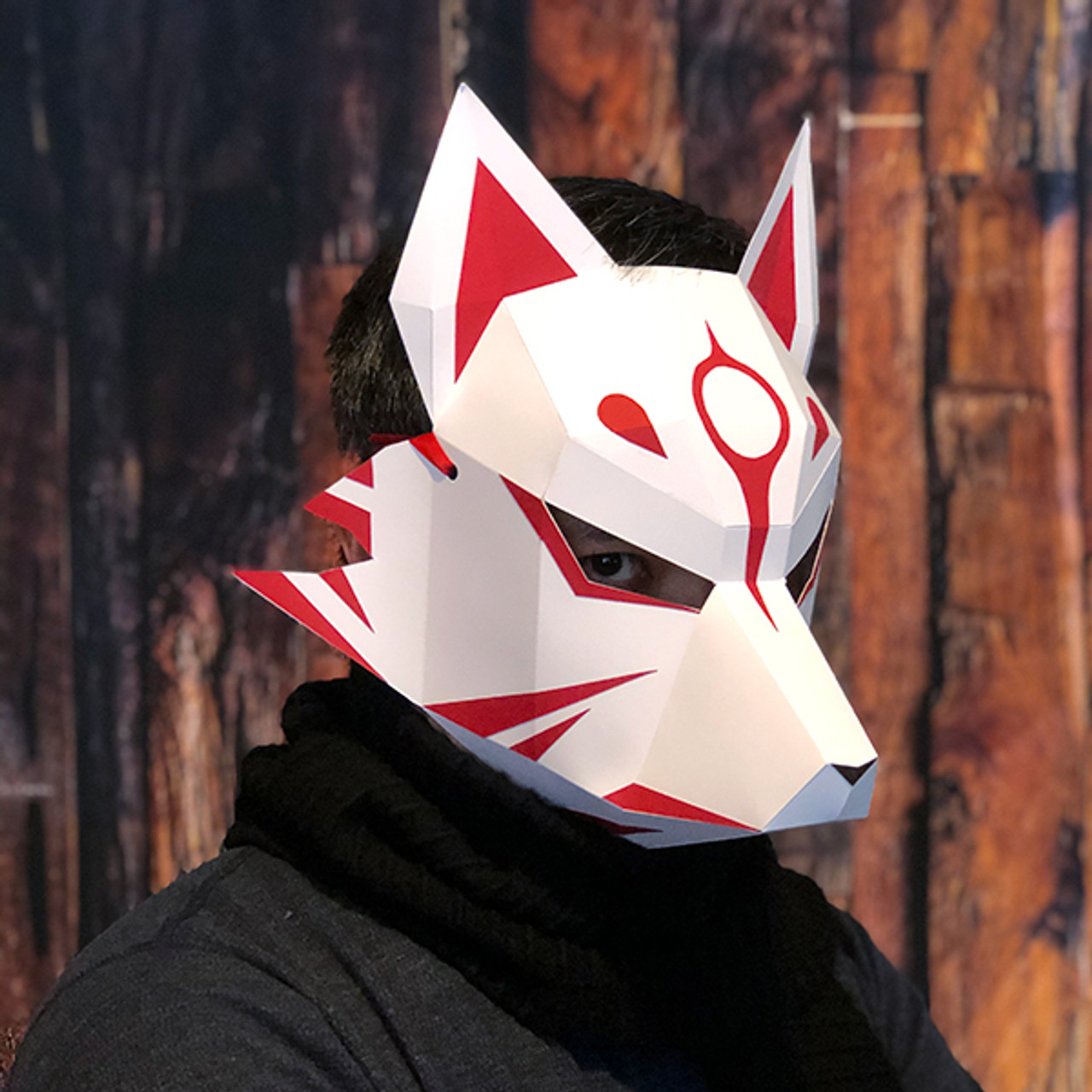 Hand Painted Anbu Mask, Japanese Kitsune Fox Mask Full Face for