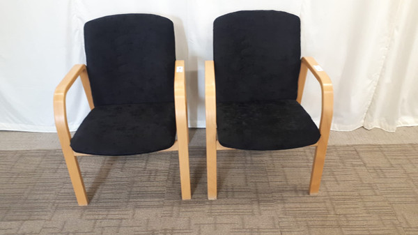 Wood Frame Black Chair set of 2 2nd hand