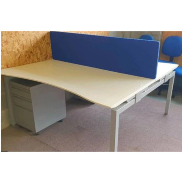 2 Person Office Desk with Pedestal and Privacy Screen second hand meath
